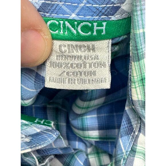 Cinch Men's Short Sleeve Blue Plaid Western Button Up Shirt - Size S - Picture 5 of 5